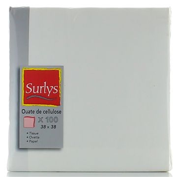 100 SERVIETTES OUATE BLANCHES 38X38