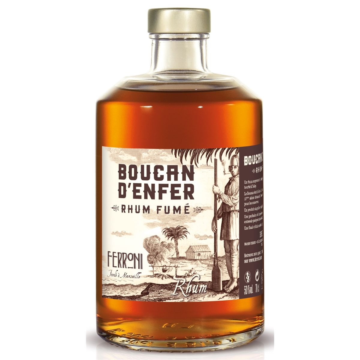 Bouteille de rhum de mélasse Ferroni Rhum Boucan d''Enfer

