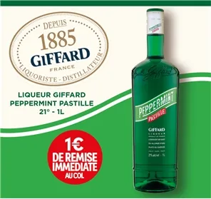 1 EURO DE REMISE SUR LA LIQUEUR GIFFARD PEPPERMINT