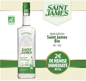 2 EUROS REMISE ST JAMES BIO 70CL