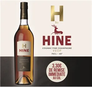 3,30EUROS REMISE COGNAC H BY HINE 40° 70CL