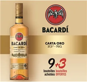 9+3 BACARDI CARTA ORO 70cl 