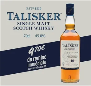 4.7€ DE REMISE WHISKY TALISKER 10 ANS