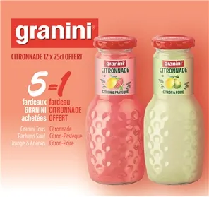 1 CITRONNADE GRANINI OFFERTE pour 5 FARDEAUX 25CL VP
