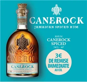 3EUROS REMISE SUR RHUM CANEROCK SPICED 70CL