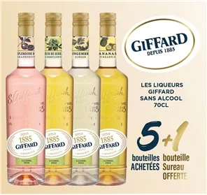 5+1 SUR LA GAMME LIQUEUR SANS ALCOOL GIFFARD 