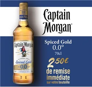 2.50 EUROS REMISE CAPTAIN MORGAN 0.0° 70CL