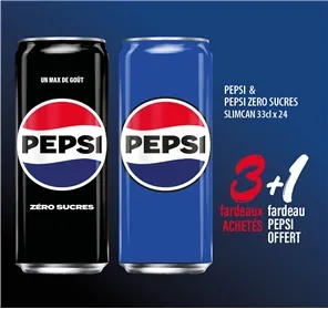 3+1 PEPSI ET PEPSI ZERO SUCRES  SLIMCAN 33CL x 24
