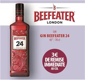 3EUROS REMISE AU COL GIN BEEFEATER 24 45° 70CL