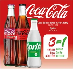 1 CAISSE SPRITE POUR 3 CAISSES COCA SS OU CHERRY