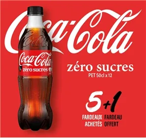 5+1 COCA ZERO SUCRES PET 50cl X 12