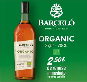 2,50 EUROS REMISE RHUM BARCELO ORGANIC