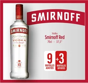 9+3 VODKA SMIRNOFF RED 70CL