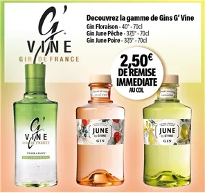 2,50€ REMISE GINS G VINE FLORAISON-PÊCHE-POIRE