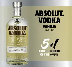 5+1 VODKA ABSOLUT VANILIA 70 cl