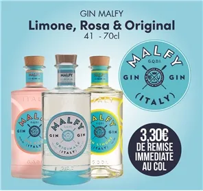 3.30 EUROS REMISE SUR LES GIN MALFY