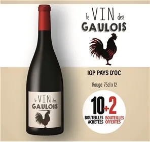 10+2 IGP PAYS OC VIN DES GAULOIS ROUGE