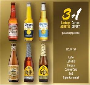 3+1 LEFFE - BUD -CORONA - TRIPLE K