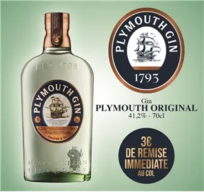 3€ REMISE GIN PLYMOUTH 