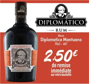 2.5€ DE REMISE RON DIPLOMATICO MANTUANO 70CL
