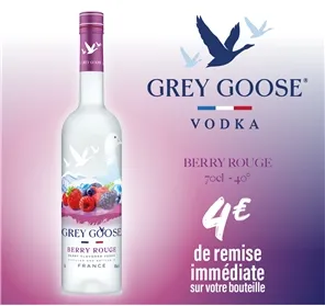 4EUROS DE REMISE VODKA GREY GOOSE BERRY ROUGE 70CL