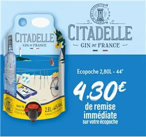 4.30€ DE REMISE GIN CITADELLE ECOPOCHE