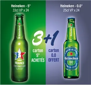 3 HEINEKEN 5°  +  HEINEKEN 0% OFFERTE