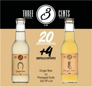 20+4 BOUTEILLES THREE CENTS Ginger Beer & Pineapple 