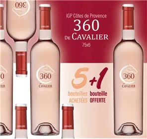 5+1 Bouteille 360 DE CAVALIER ROSE