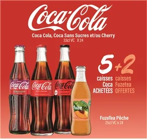 2 CAISSES FUZE TEA PECHE OFFERTES POUR 5 COCA 33CL VC