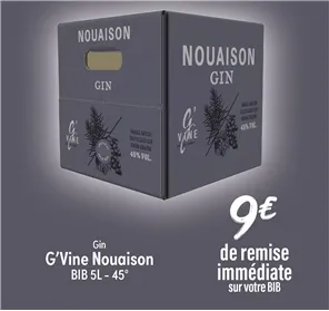 9 EUROS REMISE SUR BIB GIN G'VINE NOUAISON 5L