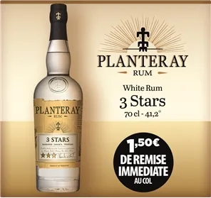 1,50 EUROS REMISE RHUM PLANTERAY RUM 3 ETOILES